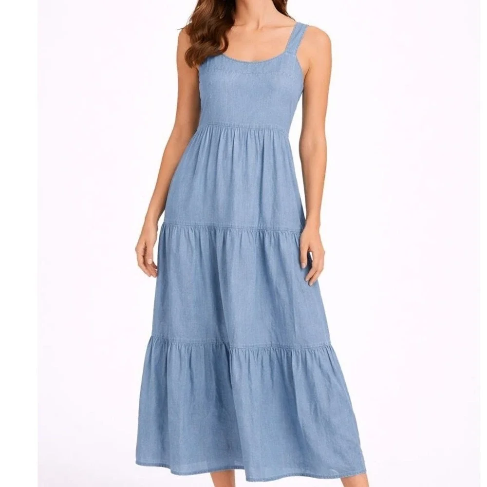 The Drop | Dresses | The Drop Denim Tiered Maxi Dress Blue Xxs Spaghetti Strap Casual Summer | Poshmark The Drop | Dresses | The Drop Denim Tiered Maxi Dress Blue Xxs Spaghetti Strap Casual Summer | Poshmark